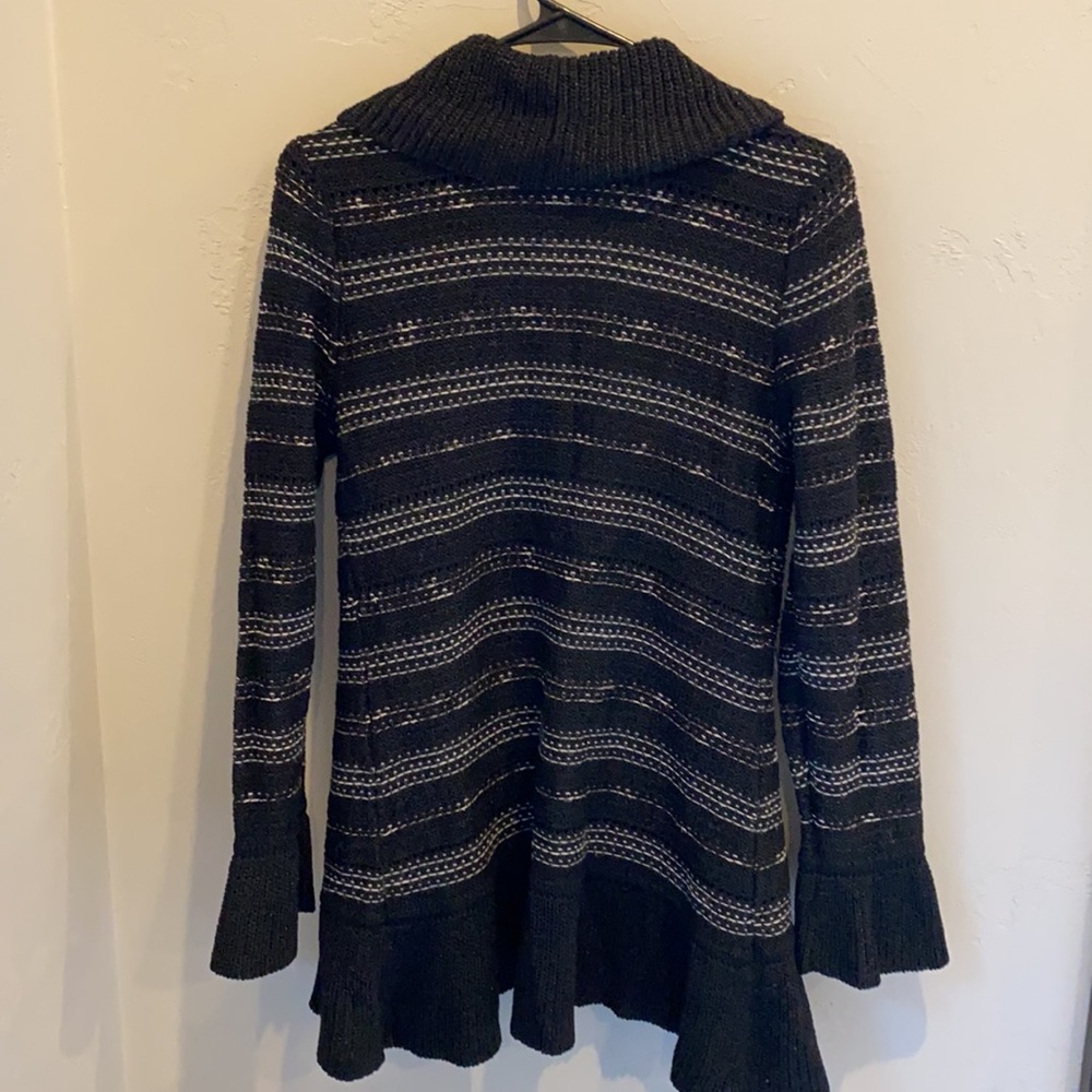 Black Cardigan with Ruffle Style Sleeves - Picture 3 of 4